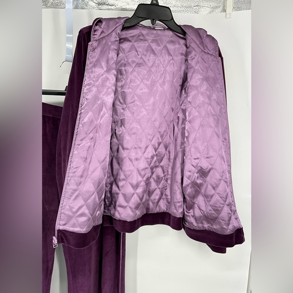 Sport Savvy Cotton Quilted Purple Velour Hooded Track Suit M - Picture 4 of 5